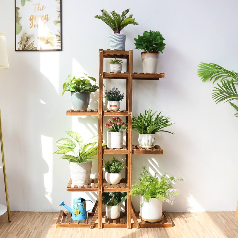 6 Tier Corner Wooden Plant Stand Ladder Flower pot Display Rack Shelf