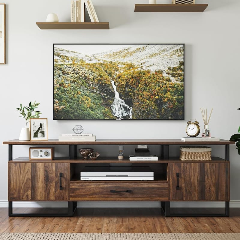 Industrial Media TV Stand Console Cabinet, Entertainment Center for Living Room - N/A - Brown