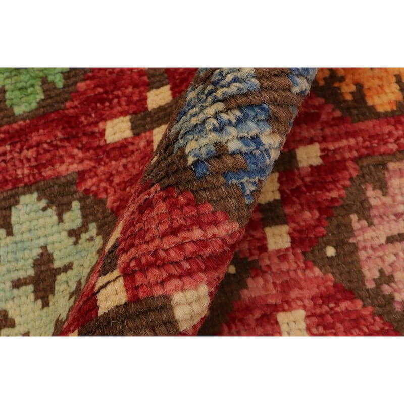 Modern Balochi Whitehead Red/Beige Hand Knotted Wool Rug - 6'9'' x 9'8''