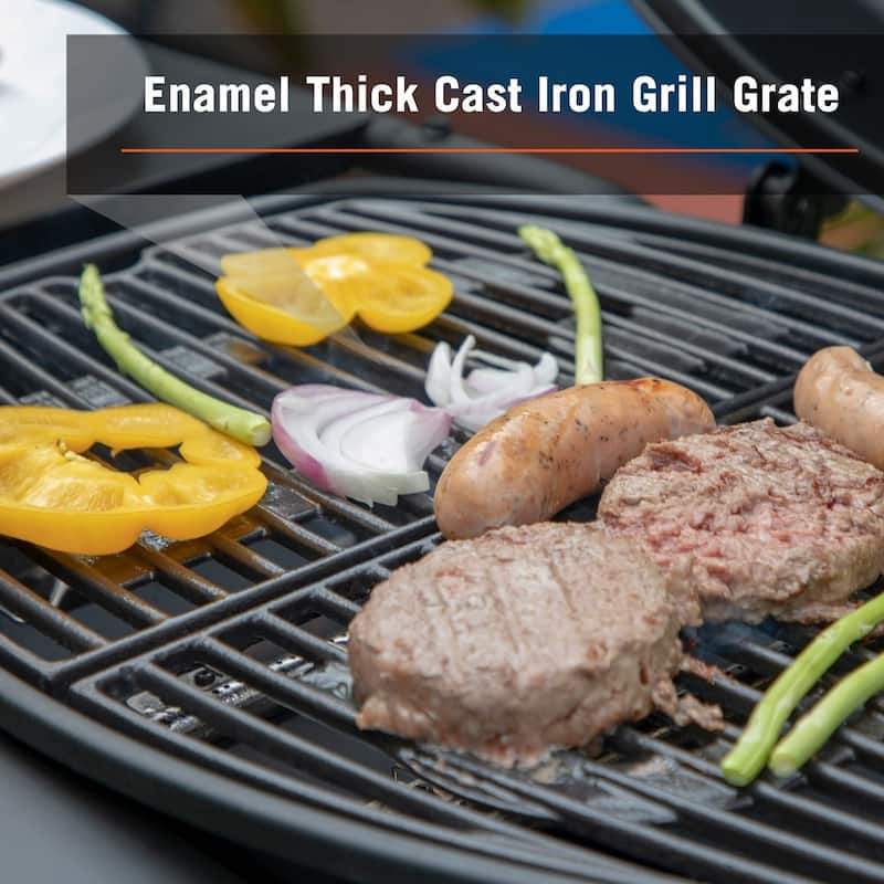 2-Burner Portable Table Patio Gas Grill with Cast Iron Grates
