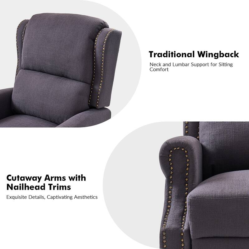 Terri Traditional Roll Arm Manual Recliner with Solid Wood Legs by HULALA HOME