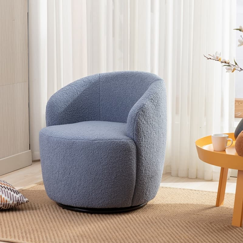Swivel Accent Barrel Chair with Black Powder Coating Metal Ring