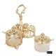 preview thumbnail 4 of 5, Matashi 24K Gold Plated Crystal Studded Two Cup Candy Dish / Salt Holder