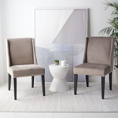 SAFAVIEH Kourtney Mushroom Taupe Dining Chair (Set of 2) - 22" W x 26" D x 39.8" H - 22Wx26Dx40H