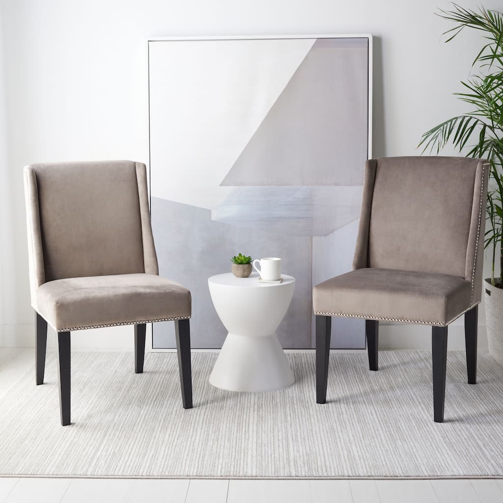 SAFAVIEH Kourtney Mushroom Taupe Dining Chair (Set of 2) - 22" W x 26" D x 39.8" H - 22Wx26Dx40H