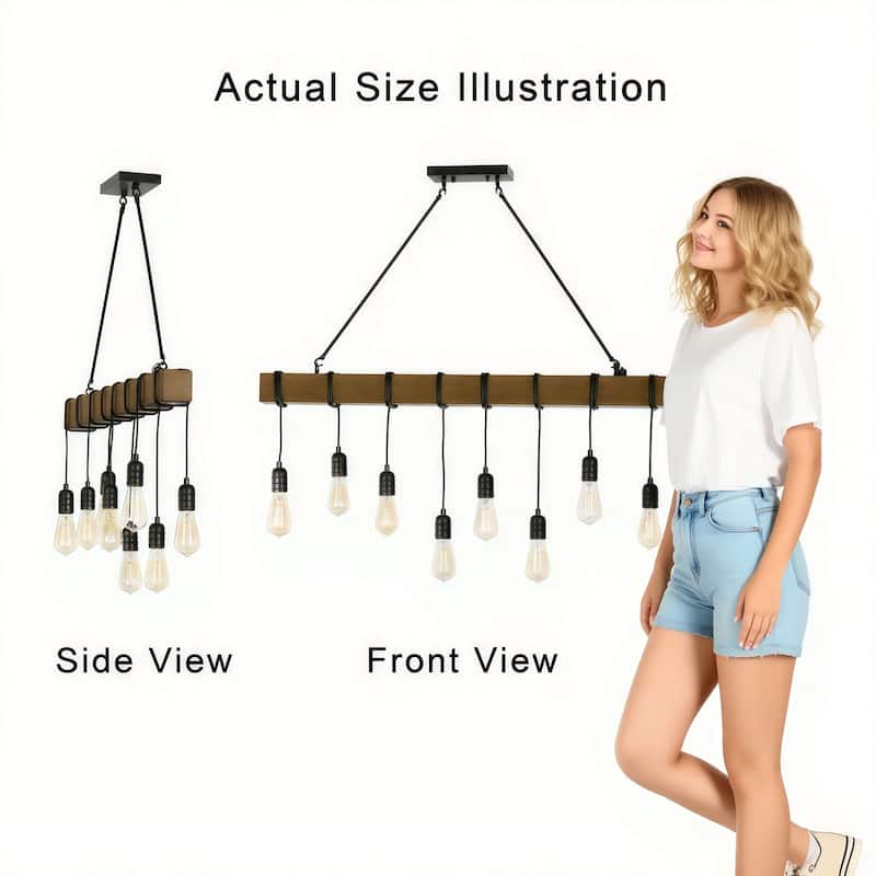Irma 8-light Natural Wooden Beam Linear Chandelier