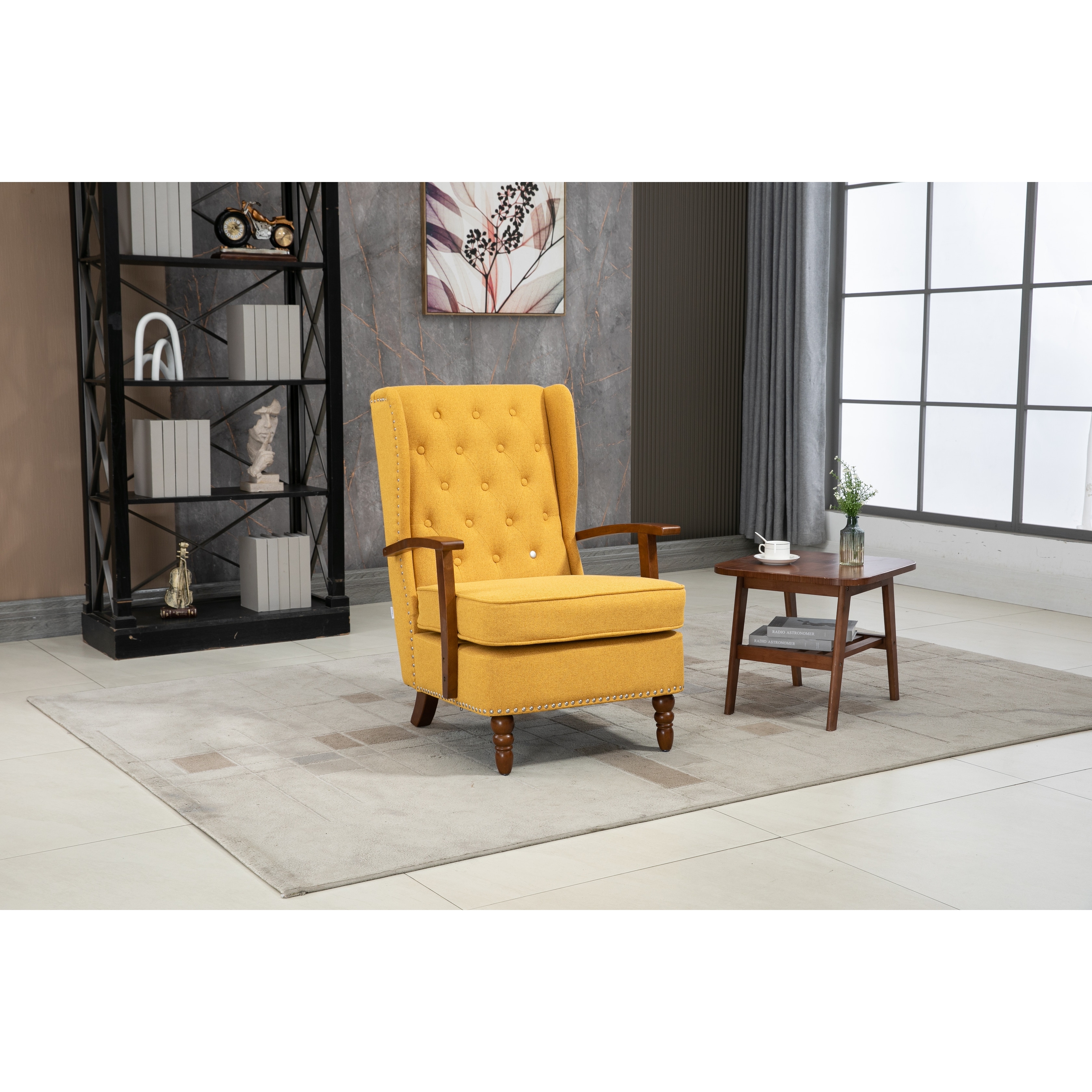 High back mustard chair on sale