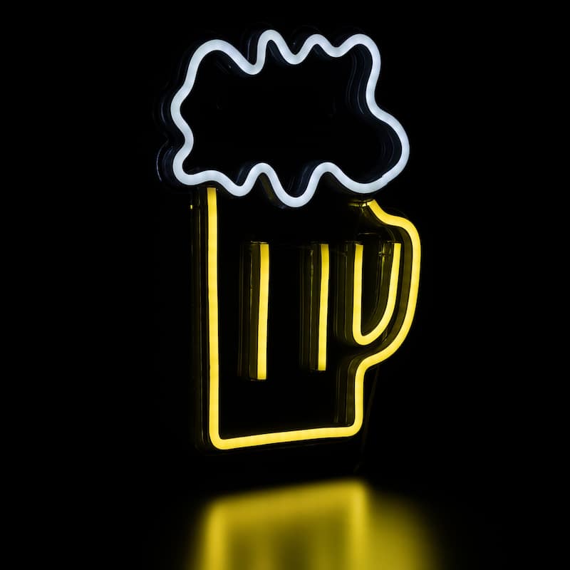 LED Beer Mug Neon Lighted Wall Art - 13"