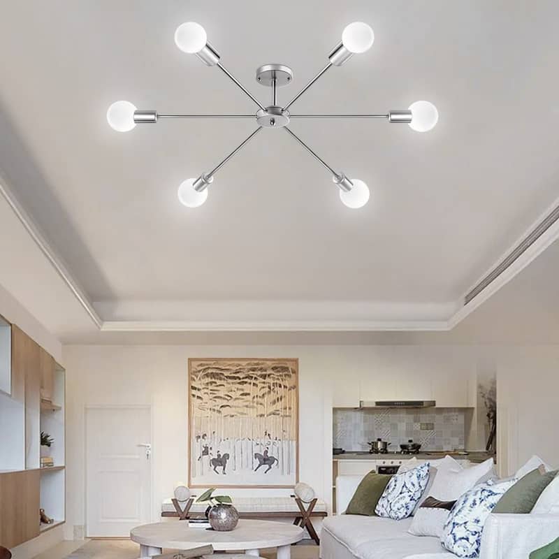22.44 in. 6-Light Modern Semi- Flush Mount Ceiling Light with No Bulbs Included - 22.44''