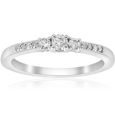 1/4ct Three Stone Round Diamond Engagement Ring White Gold