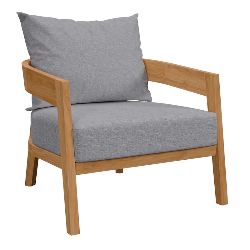 Brisbane Teak Wood Outdoor Patio Armchair - Natural Gray