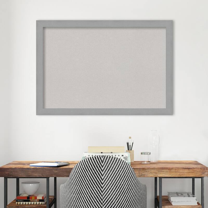 Brushed Framed Grey Corkboard Bulletin Board
