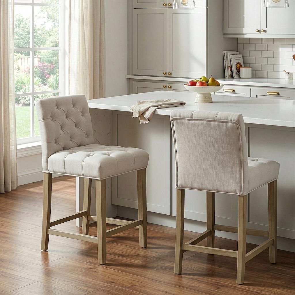 Alee Beige Fabric Counter Stool (Set of 2)