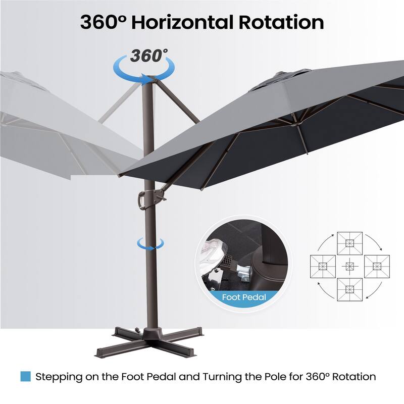 Outdoor 10 x 13 FT Shade Canopy Patio Cantilever Offset Umbrella with Base