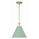 preview thumbnail 1 of 3, Xavier 1 Light Vibrant Gold and Green Mini Pendant - 12"W x 12"H x 12"D