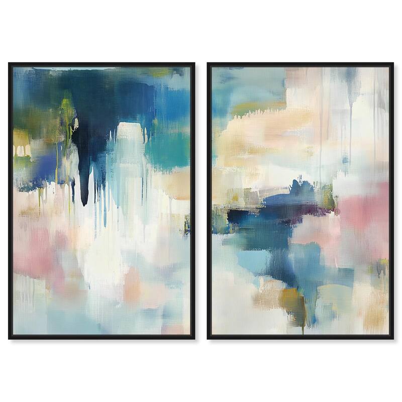Pale Periwinkle II Canvas Set of 2 by Art Remedy - 10" x 15" - Black