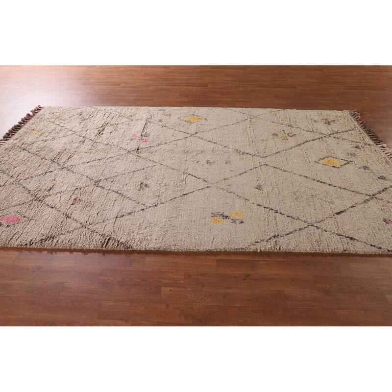 Geometric / Moroccan Style Area Rug Hand-Knotted Wool Carpet - 5'9" x 9'9"