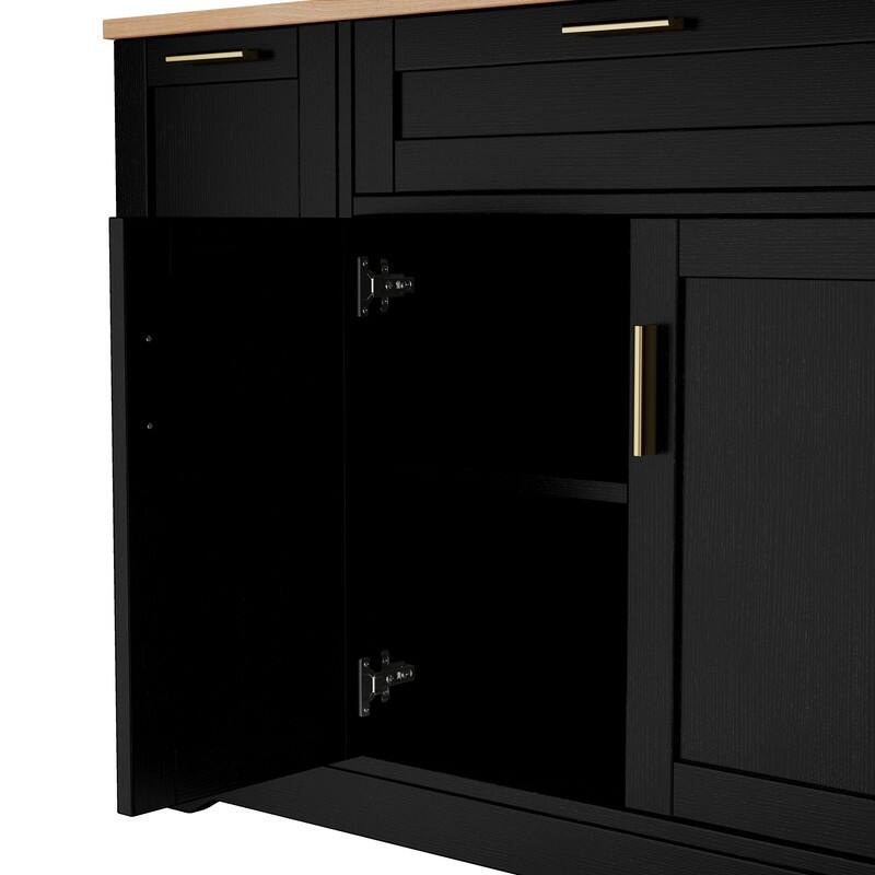 53.7" Kitchen Island Storage with 3-Tier Pull-Out Rack and Adjustable Shelves for Kitchen, Dining Room