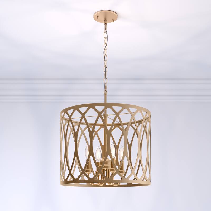 Millennium Lighting Arelyn 4 Light Pendant Fixture in Matte Black or Modern Gold