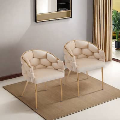 Set of 2 Velvet Armchair,Luxury Handmade Accent Chair with Gold Legs