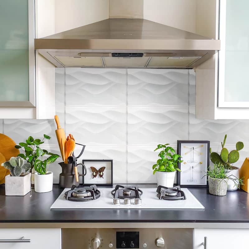 Merola Tile More Natur Matte White 9-7/8" x 15-3/4" Ceramic Wall Tile