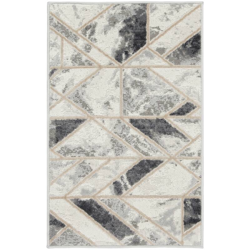 HomeRoots Geometric Modern Rectangle Area Rug - 36.00 in. x 24.00 in. x 0.25 in.