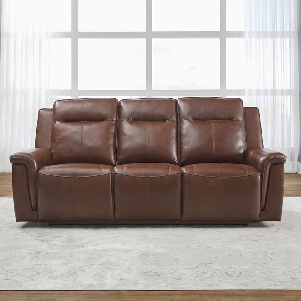 Liberty Furniture Avery Power Reclining Sofa Couch Cognac Leather - Width 88'' x Dept 39'' x Height 41''