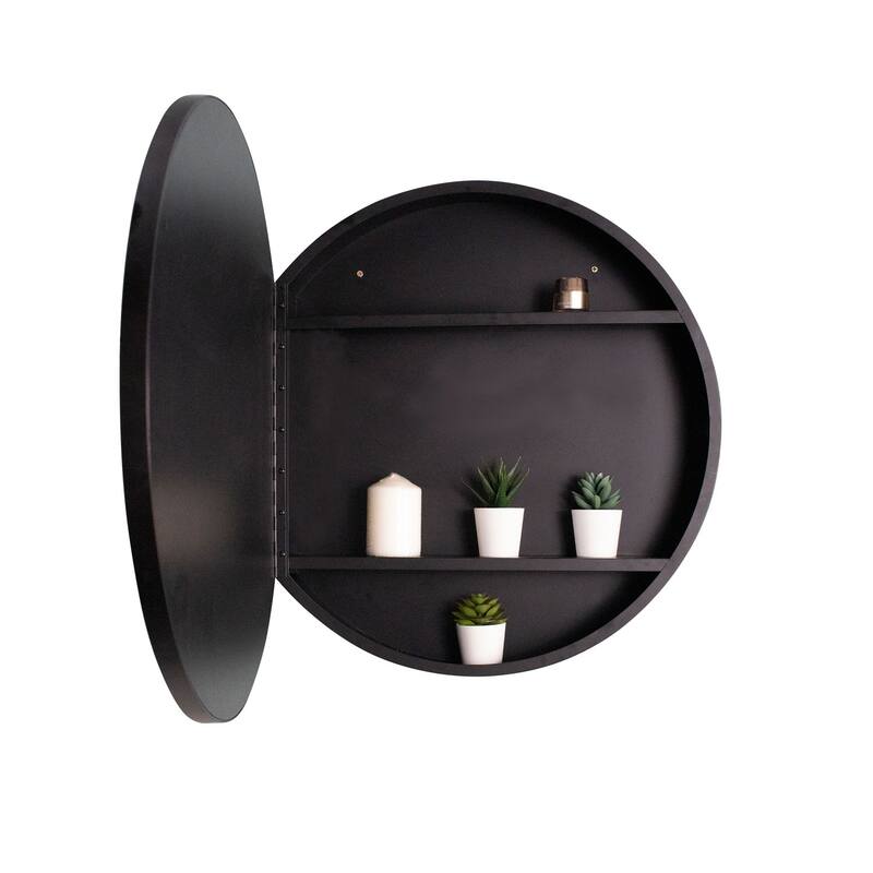Metal Framed Wall-Mount Bathroom Medicine Cabinet with Mirror, Large Storage Space, Black Iron Powder Material