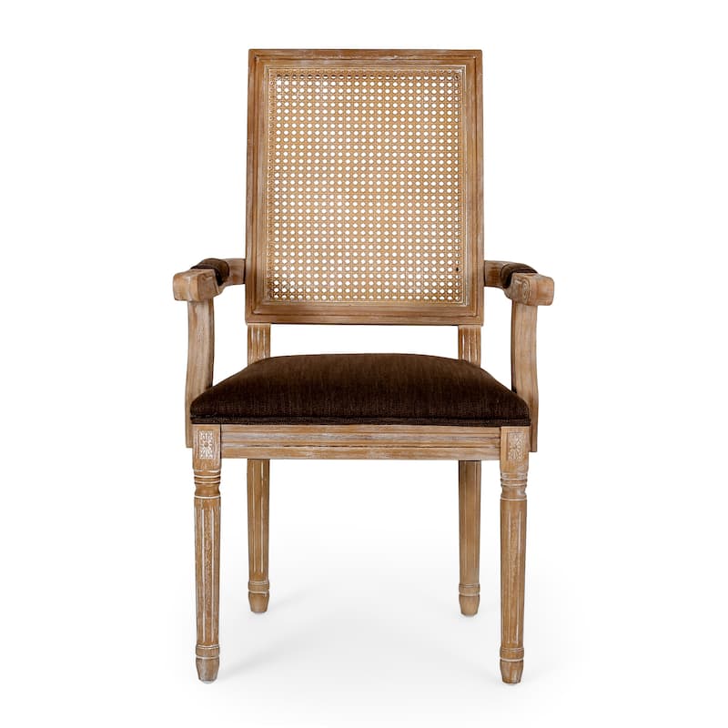 Maria Wood and Cane Upholstered Dining Chair by Christopher Knight Home - 23.75" L x 23.75" W x 39.75" H