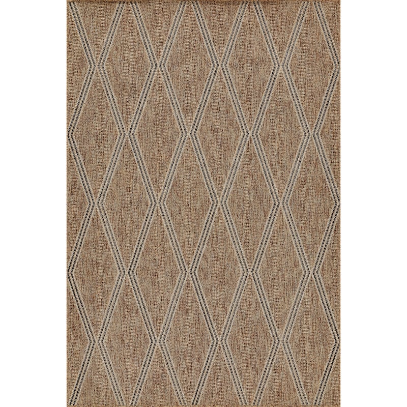 Momeni Hampton Diamond Trellis Indoor/Outdoor Area Rug - 2'7" X 7'6" Runner - Natural