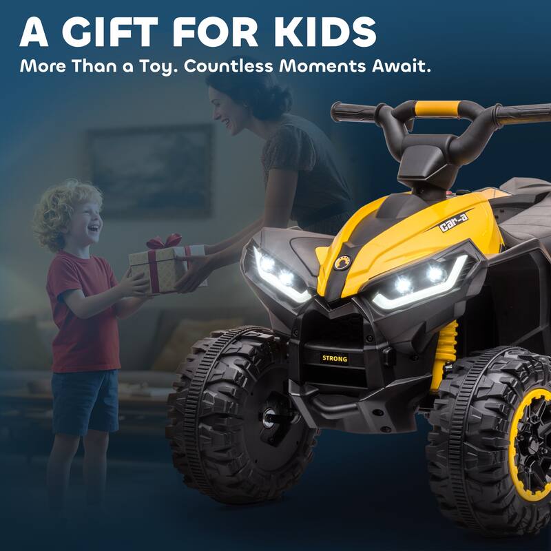 Aosom 12V Kids ATV Quad Car with Forward & Backward Function, Four Wheeler for Kids with Wear-Resistant Wheels, Music