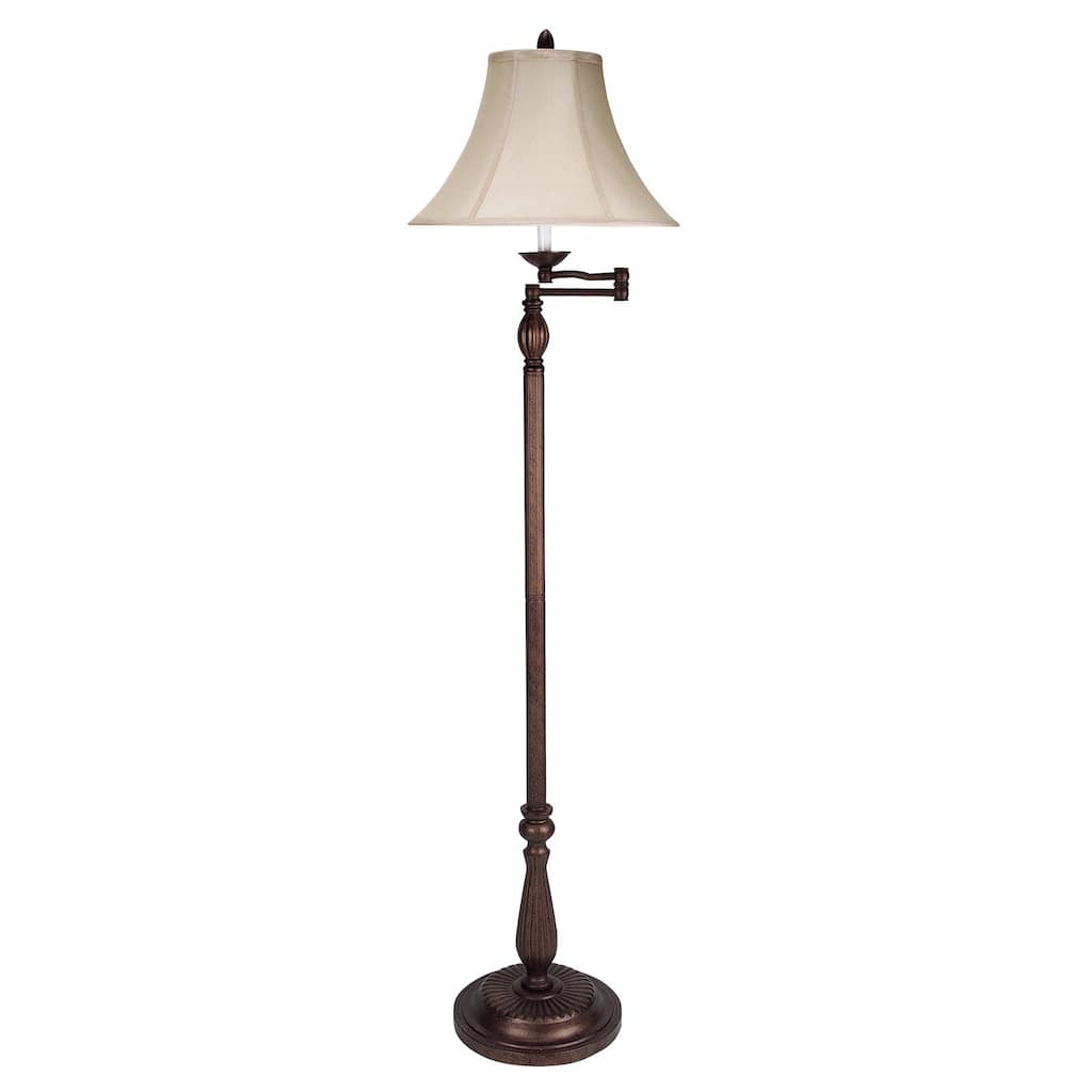 HomeRoots 62" Rusted Swing Arm Floor Lamp With Champagne Bell Shade - 23.5