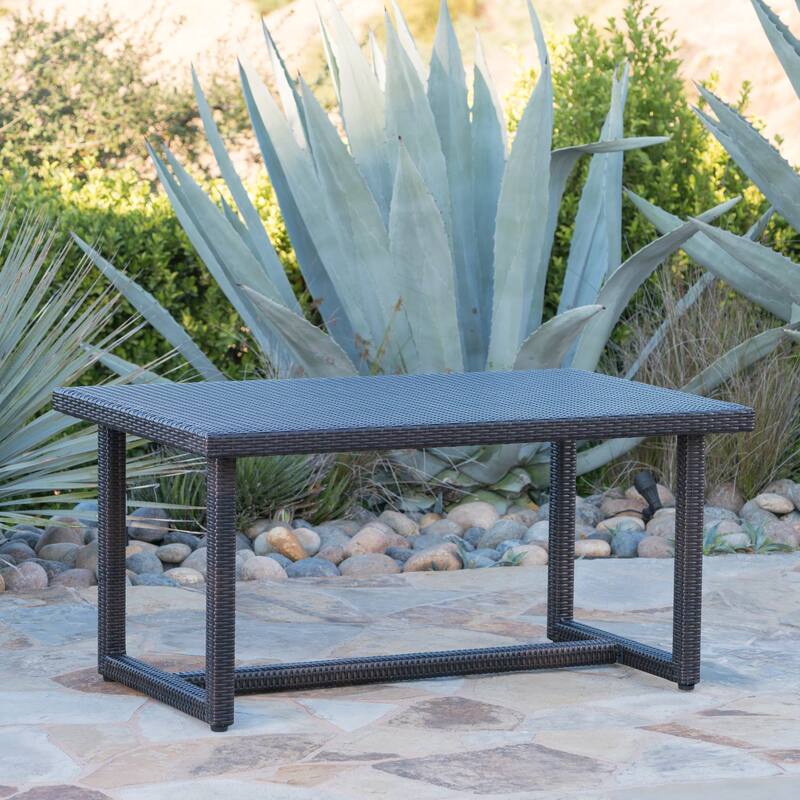 Outdoor Wicker Dining Table Durable Construction - Grey