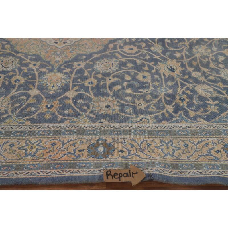 Hand Knotted Oriental 100% Wool Carpet Traditional Floral Navy Blue & Blues Sarouk Area Rug - 10' 4'' X 6' 8''