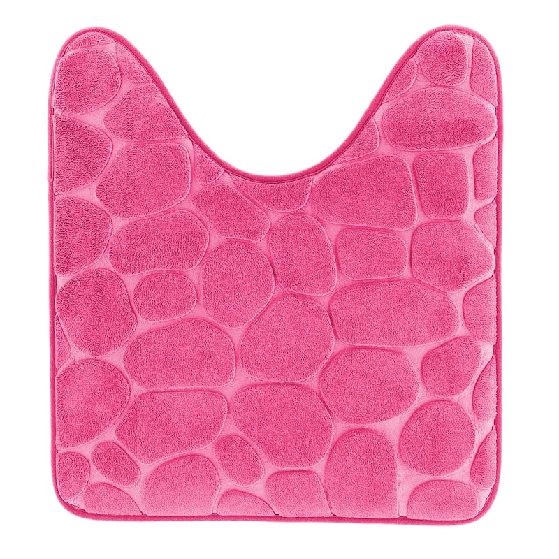 Memory Foam Contour Bath Mat Pebble Design 18x20 - Pink
