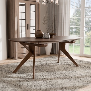 Furniture of America Abigail V Mid-Century Modern Walnut Handfinished Extendable 79-inch Dining Table with Butterfly Leaf