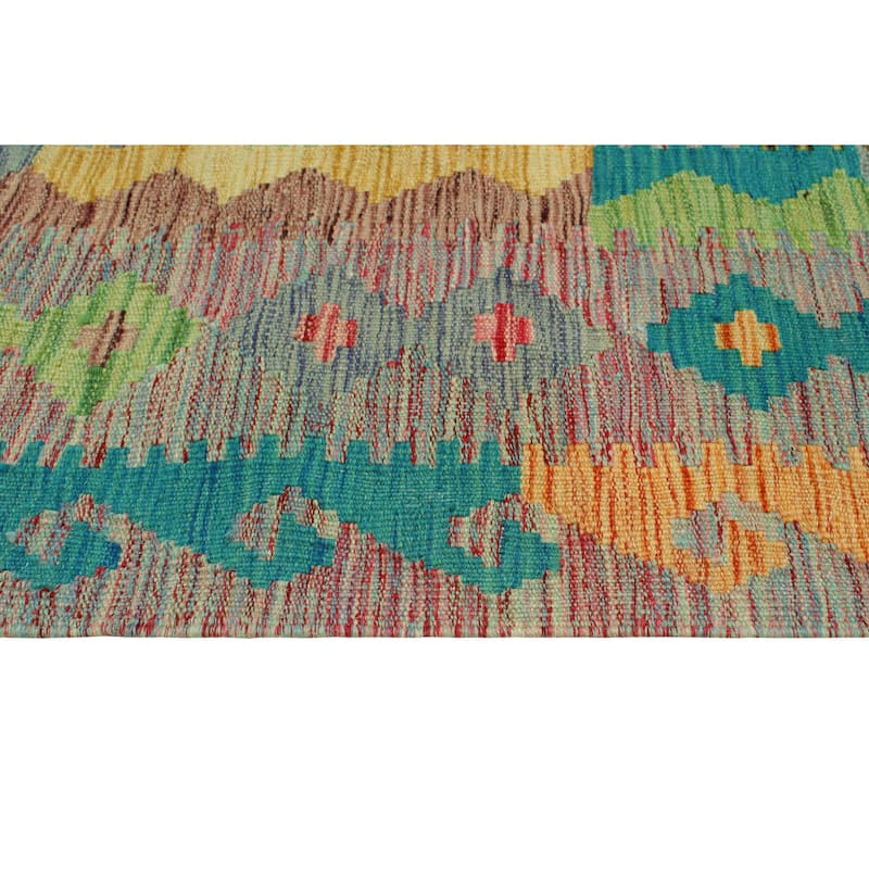 Flatweave Serap Brown/Turquoise Rug - 4'10" x 6'5"