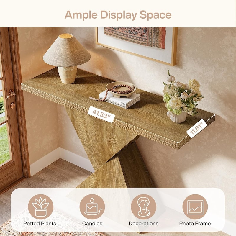 41.5" Entryway Console Table, Farmhouse Narrow Sofa Table Behind Couch - 41.5" L x 11.81" W x 31.49" H