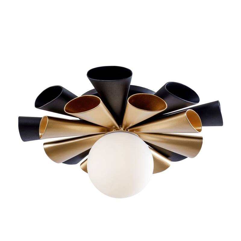 Varaluz Daphne 1-Light Convertible Flush Mount/Sconce - Matte Black/French Gold - 12" Diameter