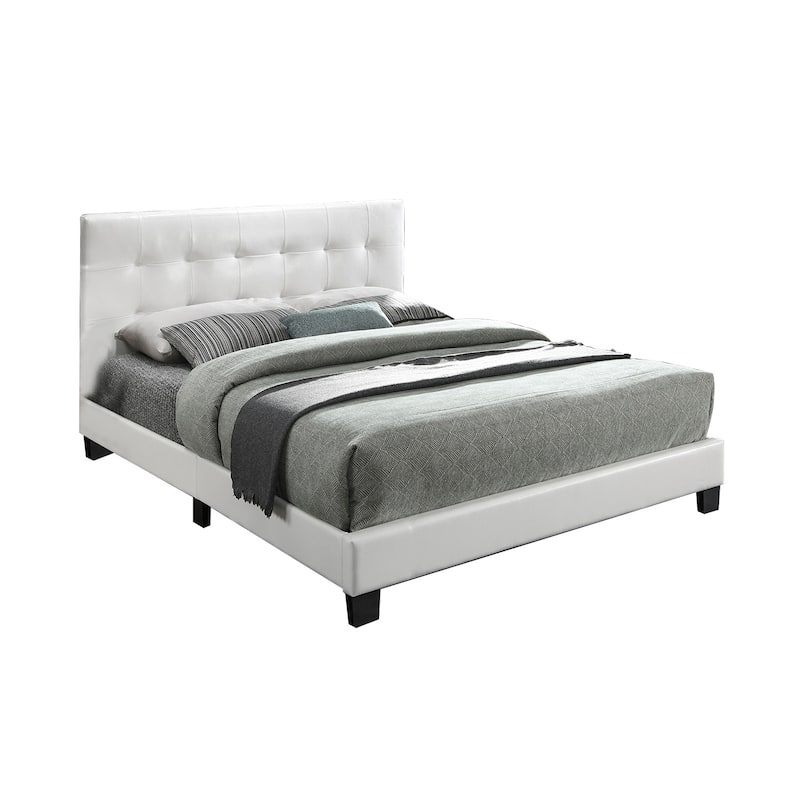 Faux Leather Upholstered Bed with Tufting