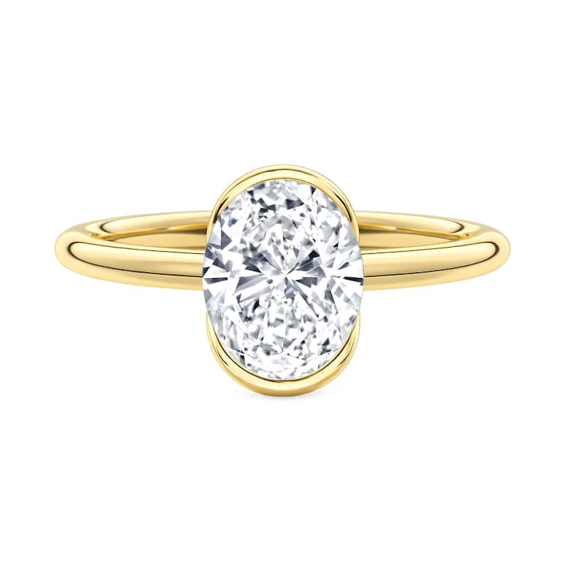 Auriya 14K Gold Oval Lab Grown Diamond Clutch Engagement Ring 1.00 - 5.00ct. tw. (F-G, VS) - White - 4.00 carats - 8.5 - Yellow