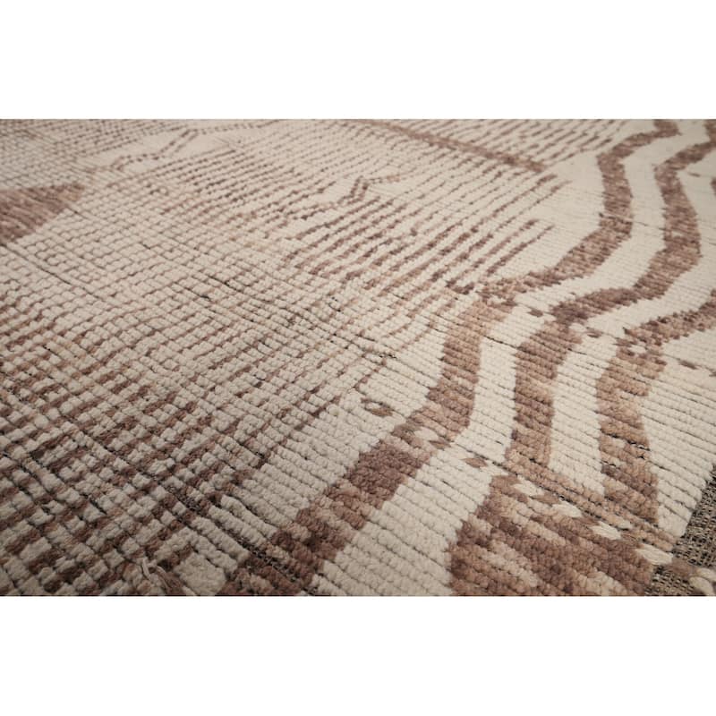 All-Over Striped Moroccan Area Rug Handmade Wool Carpet - 7'11" x 11'2"