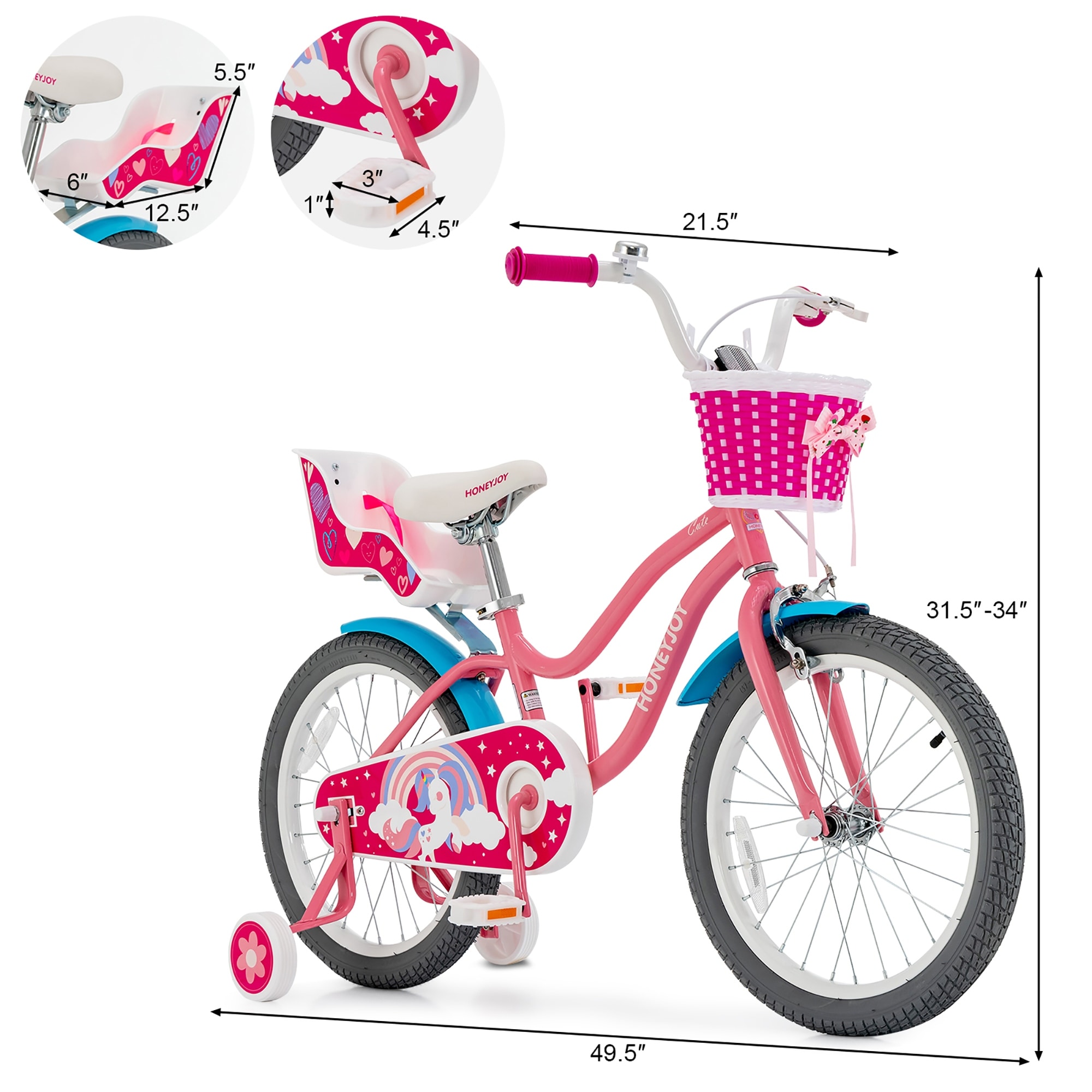 Amazon.com : GYMAX Kids Bike, 14 18 Inch Kids Bicycle with