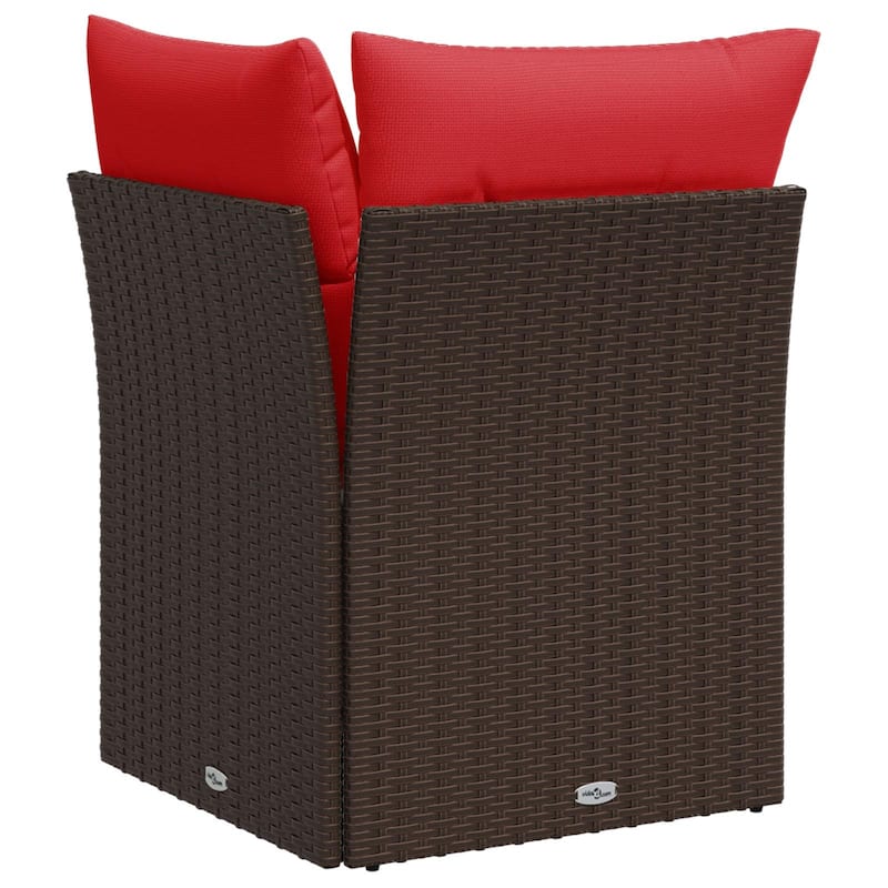 vidaXL Patio Sofa with Cushions Outdoor Seating Poly Rattan Black/Gray/Brown