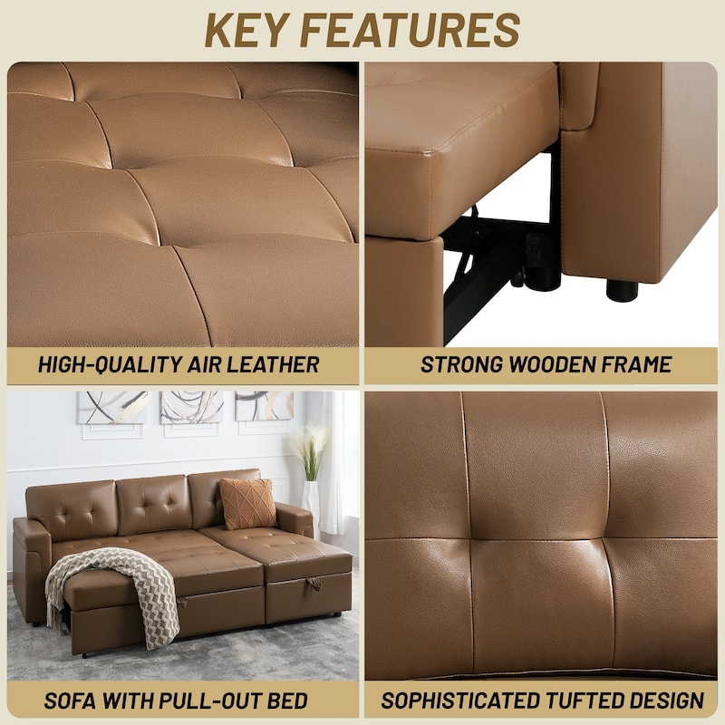 Reversible Sectional Sleeper Sofa with Storage Chaise & Pull-Out Bed