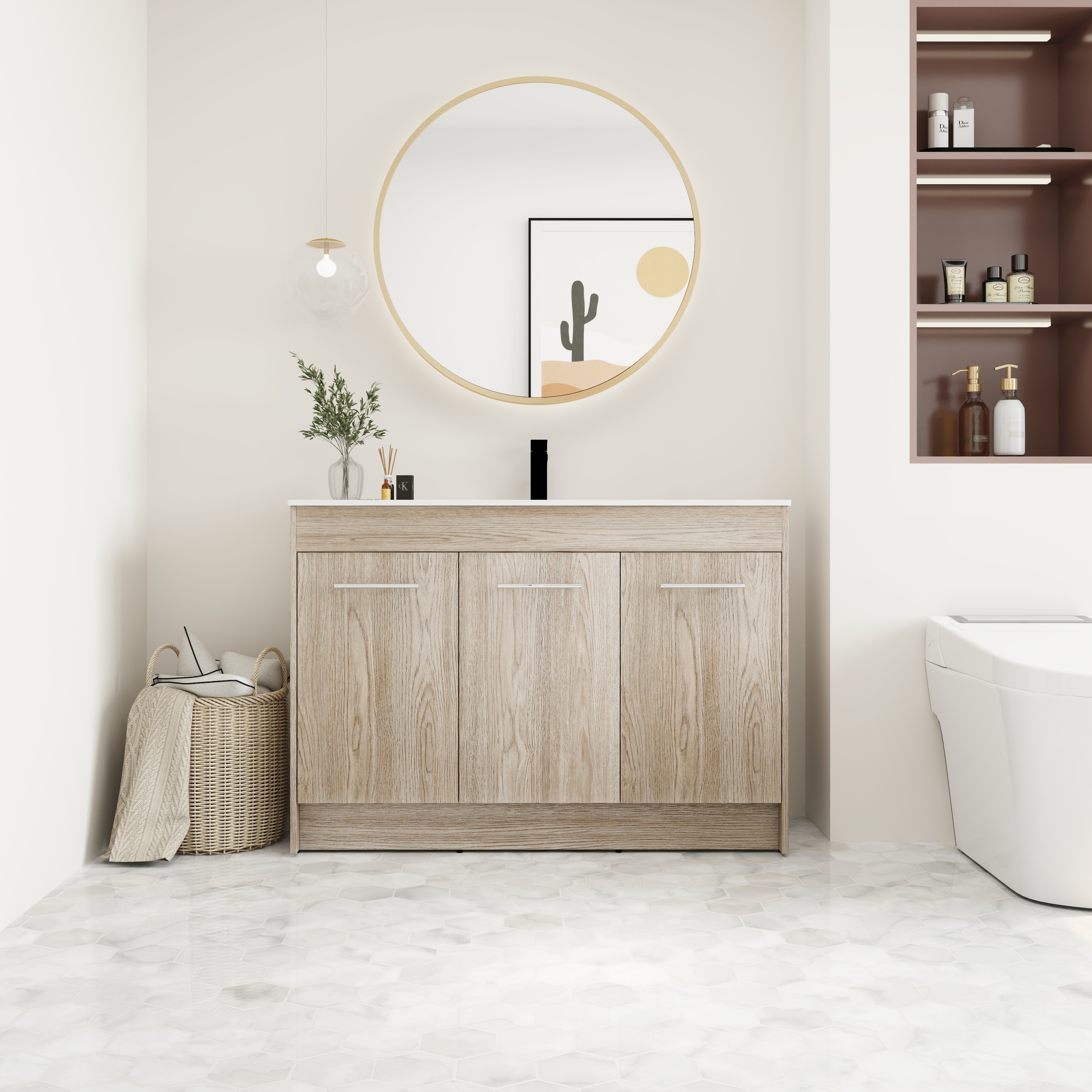48 Freestanding Bathroom Vanity with Three Door Cabinets Bed Bath Beyond 39877853
