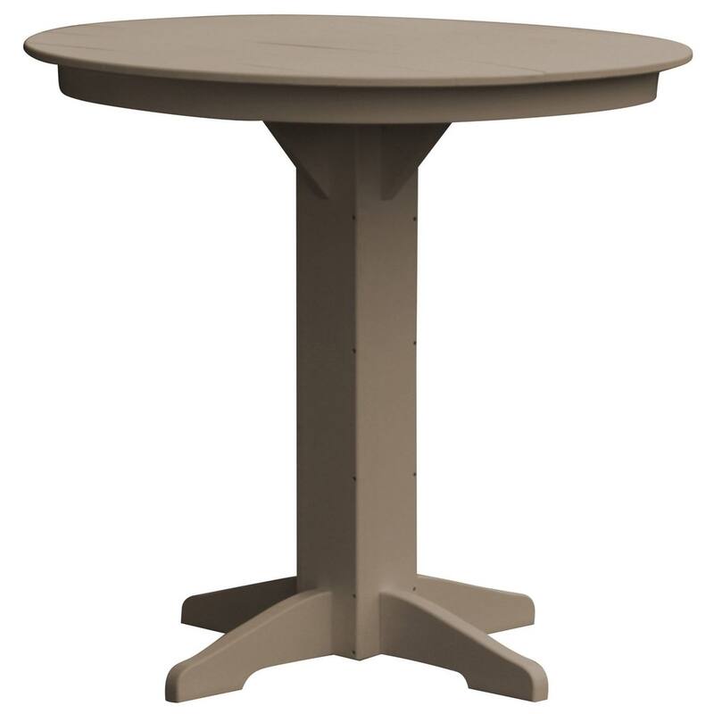 Poly Lumber Round Bar Table - 44" - Weathered Wood