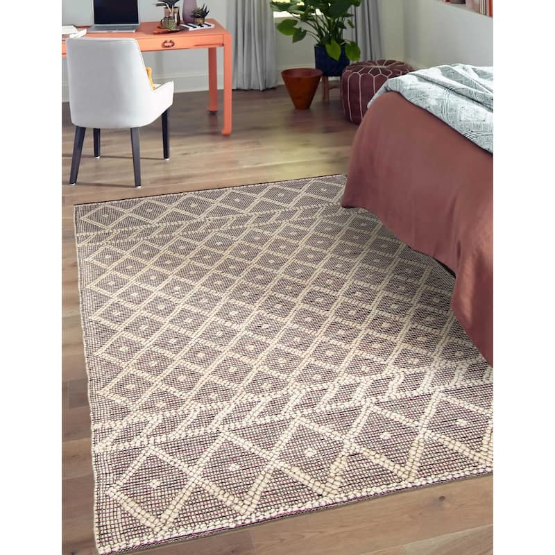 ECARPETGALLERY Braid weave Sienna Cream Wool Rug - 4'11 x 8'2