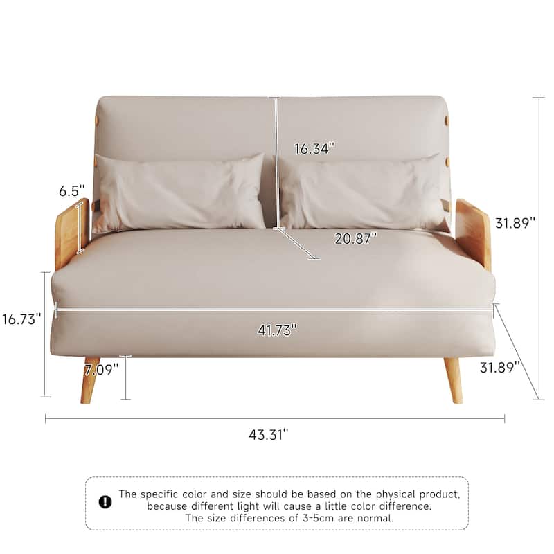 JASIWAY 43.3'' Upholstered Loveseat Sofa Bed, Beige