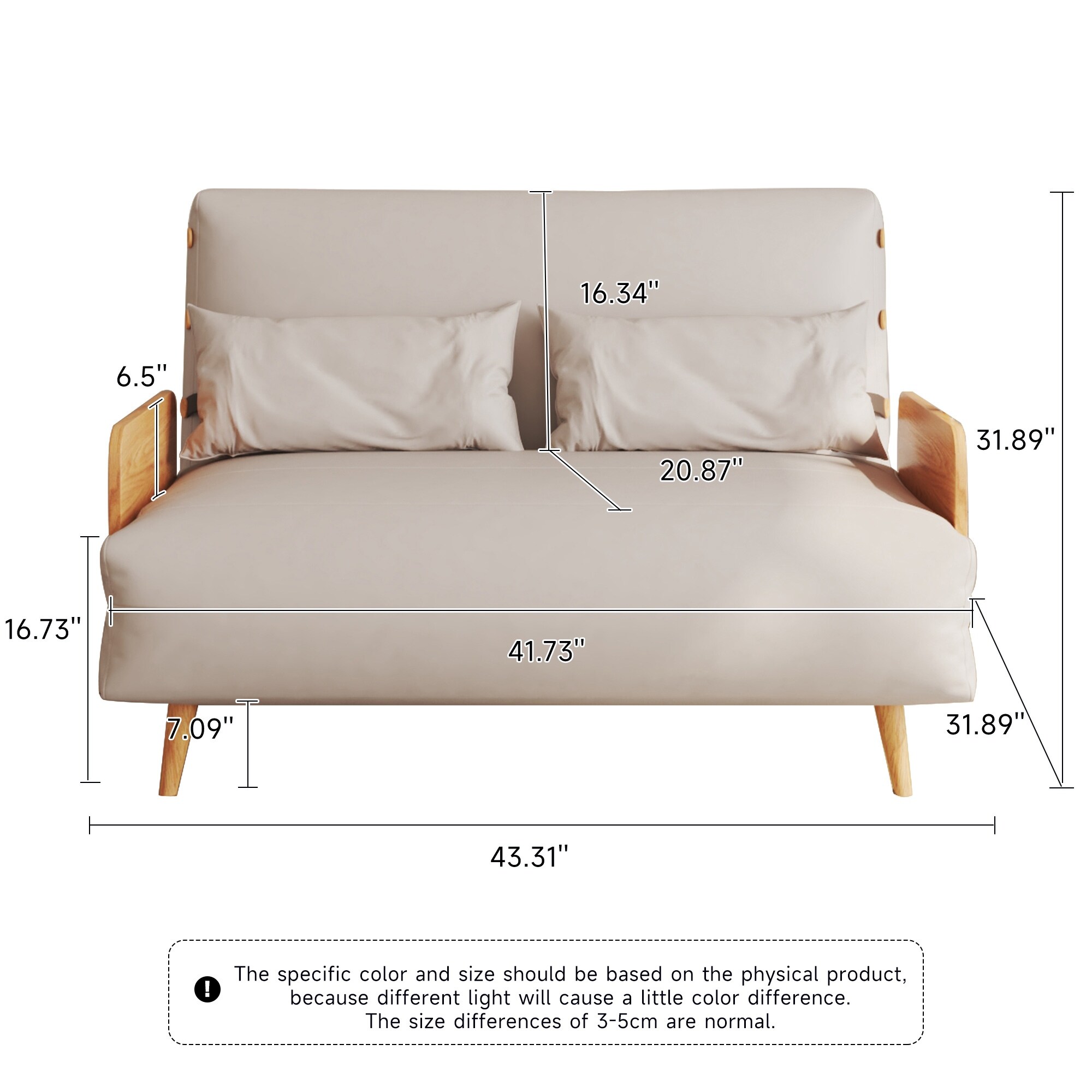 JASIWAY 43.3'' Upholstered Loveseat Sofa Bed, Beige - On Sale